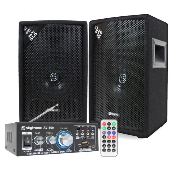 Skytronic Pack Amplificador De Karaoke 2x40w Rms Pack 2x Colunas