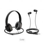 Hoco Headphones W24 Enlighten Headphones Mic Set Gold - 6931474709639