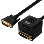 LinQ Cabo DVI-D para DVI-D fêmea + HDMI fêmea 33cm Full HD, marca Preto - ADA-DVI-HDMI