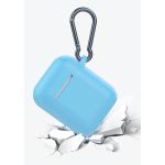 Capa Silicone para Apple AirPods Azul com Gancho