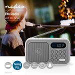 Nedis Rádio Fm 2.1 W Relógio E Alarme Cinza / Branco - RDFM2200WT