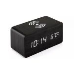 Relógio Despertador Carregador Wireless Qi Preto