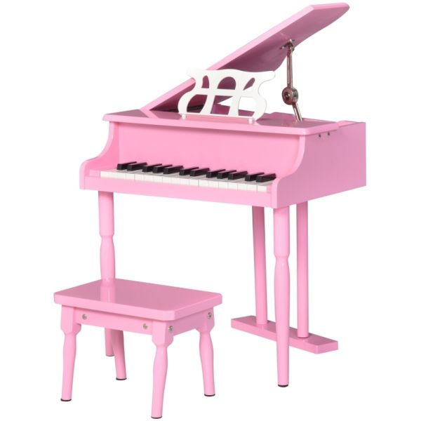 Mini piano infantil com banco 30 teclas com suporte para partitura 52x