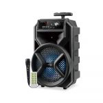 Crown Japan Coluna Bluetooth Karaoke Trolley 20w Com Microfone Black