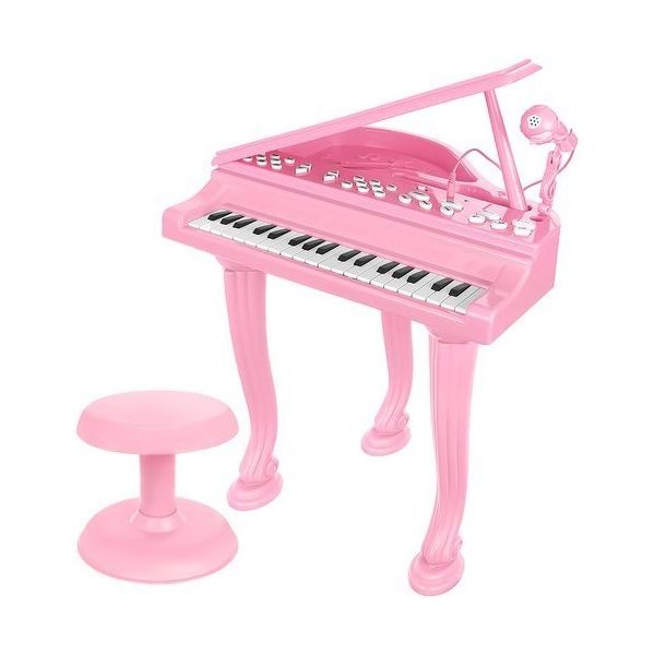 Piano Eletrônico Portátil, 22 Músicas Rosa 2 Fonte de Alimentação Teclado  Infantil Piano Plástico Educacional Multifuncional Com Microfone para Casa