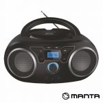 Manta Rádio Portátil Fm 2x2w Leitor Cd Usb / SD / Aux Bat Black