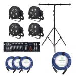 Showlite FLP-5x9W Floodlight 4-piece Set Incl. Dmx Master Pro usb Controller, Stand And Cable