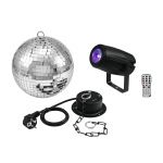 Eurolite Mirror Ball 20cm With Motor + led PST-5 Qcl Spot Black