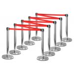 Stagecaptain PLS-200S Barricade Crowd Direction System – silver 10-Piece Set