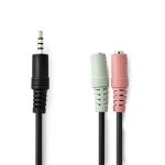 Nedis Cabo de Audio Auriculares | Macho 3,5 mm 2x Hembra 0,2 m Black