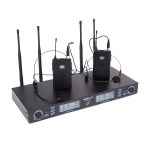 Masteraudio Wireless Uhf Dual Channel System With Two Head Set Transmitters With Lcd Display.
