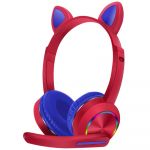 M2 Tec Auscultadores Cat Ear Wireless Headset C/ Luzes led e Microfone Ajustável AKZ-K23 Vermelho e Azul