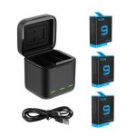 Telesin 3-slot Charger Box for Gopro Hero 9 / Hero 10 + 3 Batteries (GP-BNC-902)