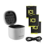 Telesin 3-slot Waterproof Charger Allin Box for Gopro Hero 9 / Hero 10 + 3 Batteries (GP-BTR-906-GY-B)