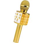 Klack Micrófono Karaoke Bluetooth Klack , 4 En 1 Microfono Inalámbrico Portátil para Niños, Musica, Función de Eco, Compatible Con Android, Pc Oro - MIC858ORO