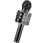 Klack Micrófono Karaoke Bluetooth Klack , 4 En 1 Microfono Inalámbrico Portátil para Niños, Musica, Función de Eco, Compatible Con Android, Pc Black - MIC858NEGRO