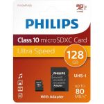 PHILIPS Cartão de Memória 128GB MicroSDXC Class 10 + Adaptador