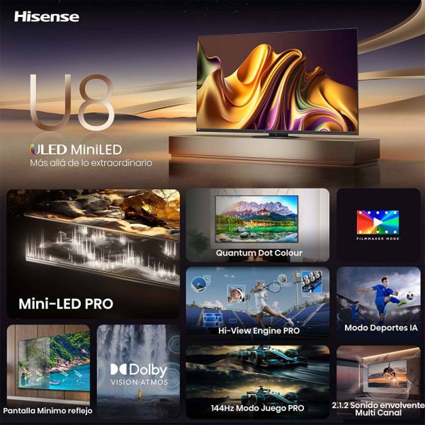 TV Hisense 65" 65U8NQ (2024) Mini-LED UHD 4K SmartTV