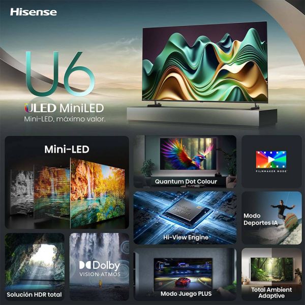 TV Hisense 65" 65U6NQ (2024) Mini-LED UHD Smart TV 4K HDR10+