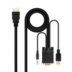 Nanocable Cabo Conversor HDMI > VGA + Jack 3.5 + USB-A 1.8M Preto