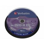 Verbatim 8.5GB DVD+R DL 8x Matt Silver Surface Cake 10 - 43666