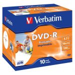 Verbatim DVD-R 16x Printable Jewel Cased Pack 10 - 43521