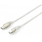 Equip USB 2.0 Cable A->b m/m 5,0m Silver Transparent - 128652