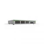 Allied Telesis 16 x 10/100/1000T POE+ ports and 2 x combo ports (100/1000X SFP or 10/100/1000T Copper), 247W POE capacity, Fixed one AC power supply, EU Power Cord - AT-GS970M/18PS-50