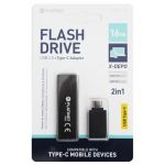 Platinet Pen Drive USB2.0 X-depo 16GB + Adaptador Usb-c (preto) - PMFEC16B