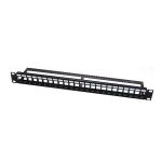 WP Rack Blank Patch Panel With Cable Management 24 Ports, Cat5e/Cat6 UTP, Black - WPC-PAN-BU24