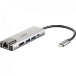 D-Link USB C Macho > 2 x USB 3.0 Tipo A Femea + 1 x HDMI + 1 Ethernet Gigabit + 1 x USB-C (até 60W) - DUB-M520