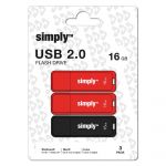 Simply USB 2.0, 16GB, Tampa, Vermelho/Preto