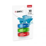 Emtec 16GB C410 Color Mix 2.0 USB 2.0 - ECMMD16GC410P3C