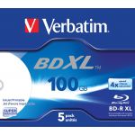 Verbatim BD-R Blu-Ray 100GB 4x Speed wide printable JC pack 5un - 43789
