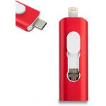 Cool Pen Drive USB 32gb 3em1 Lightning Tipo-c Micro-usb Tipo-c Vermelho