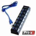 ProK Electronics Hub USB3.0 C/ 7 Portas e Botão On/off - HUBUSB07C