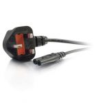 C2G Non-Polarised Power Cord (250 VAC) BS 1363 (M) IEC 320 EN 60320 C7 (F) 3m Moldado Preto