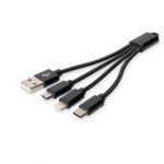 Digitus Cabo usb Charger Cable usb a - Lightning Micro B Type-c M/m/m/m 0.15m, 3 In 1 Cable, Cotton, Ce, Gold, Bl - DB-300160-002-S