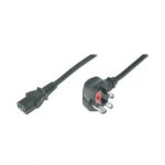 Digitus Power Cord, uk Plug, 90? Angled - C13 M/f, 1.8m, H05VV-F3G 0.75qmm, Fuse 5A, Black - AK-440107-018-S