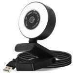 Avizar Webcam Ring Light usb 1080p Full hd Microfone com Redução de Ruído Black - WC-FHD