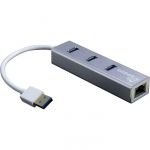 Inter-Tech USB3.0 para Multi Adapter 3xUSB3.0 + 1xRJ45 Gigabit Lan Cinza