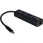Inter-Tech USB-C para Multi Adapter 3xUSB3.0 + 1xRJ45 Gigabit Lan Preto