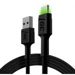 Green Cell Cabo USB para USB-C (ST-ST) 1,2m Backlight Verde LED Preto
