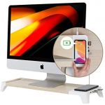 Pout 3-IN-1 Wooden Monitor Stand HUB Branco