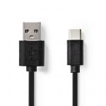 Cabo USB USB 2.0 USB Type-C ? macho USB-A macho 480 Mbps Niquelado 2.00 m Plano PVC Black Blíster CCGB60600BK20