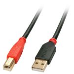 Lindy - 42761 cable USB 10 m USB 2.0 USB A USB B Negro, Rojo - 42761
