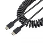 StarTech.com - Cable de 50cm de Carga USB C a USB C, Cable USB Tipo C Rizado de Carga Rápida y Servicio Pesado, Cable USB 2.0 US - R2CCC-50C-USB-CABLE
