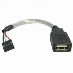 StarTech.com - Cable de 15cm Adaptador Extensor USB 2.0 a IDC 4 pines - Conector a Placa Base - Hembra a Hembra - USBMBADAPT