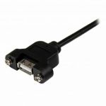 StarTech.com - Cable Alargador de 30cm USB 2.0 para Montar Empotrar en Panel - Extensor Macho a Hembra USB A - Negro - USBPNLAFAM1