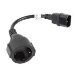 Lanberg - CA-C14E-10CC-0018-BK cable de transmisión Negro 0,18 m C14 acoplador - CA-C14E-10CC-0018-BK